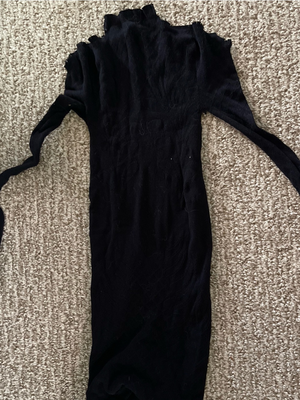 Ribbed Black Long-Sleeve Mini Dress